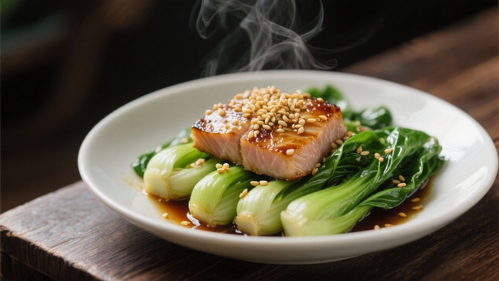 vibrant sesame ginger bok choy
