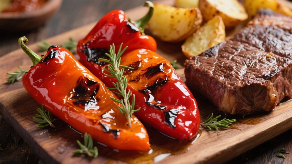 vibrant smoky roasted peppers