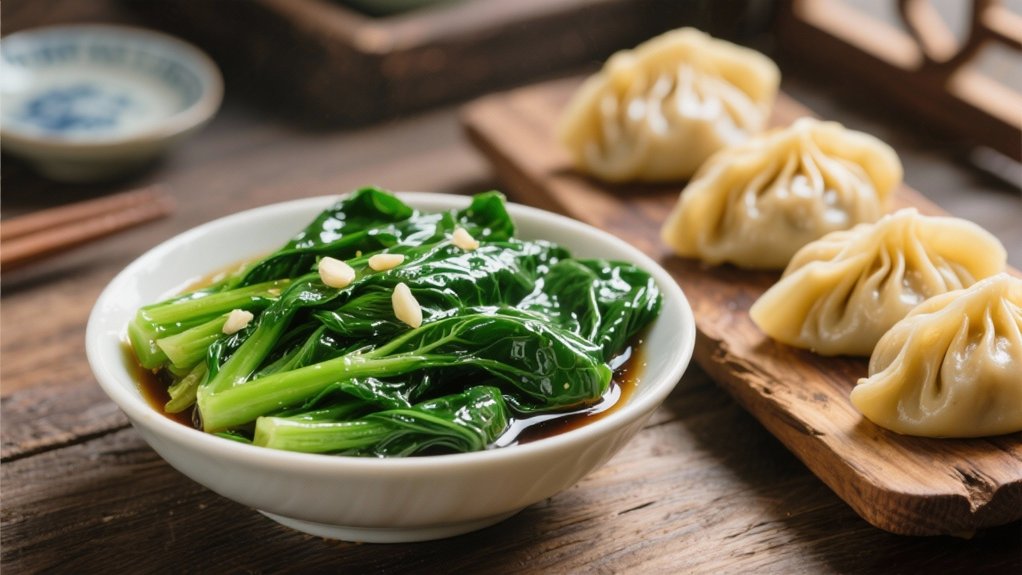 vibrant steamed spinach side