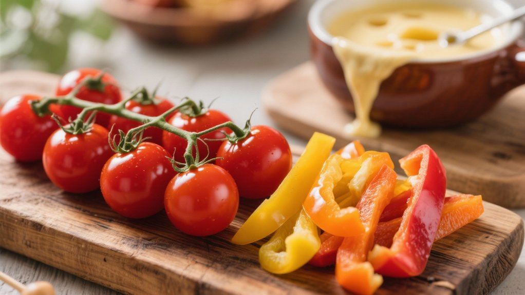 vibrant veggies enhance fondue
