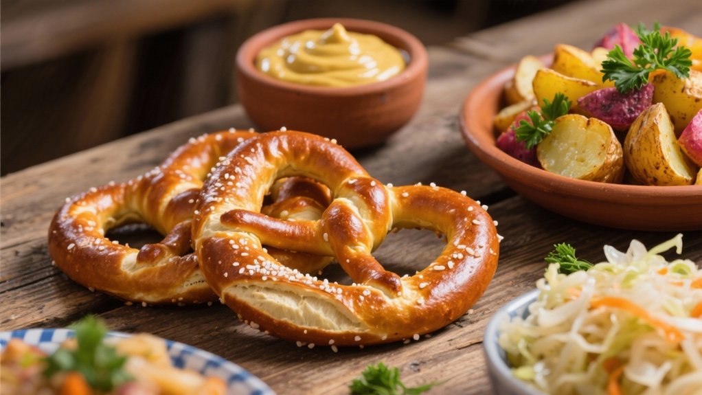 warm bavarian pretzels served