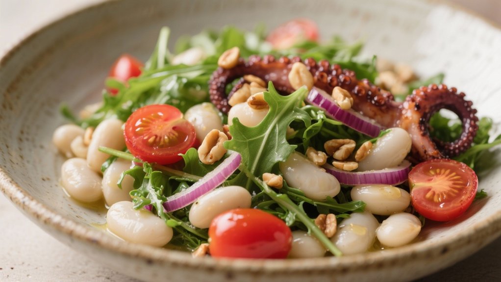 warm bean arugula salad