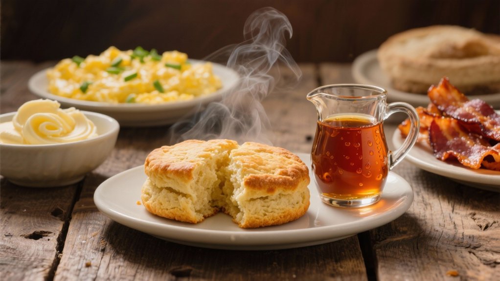 warm biscuits with syrup