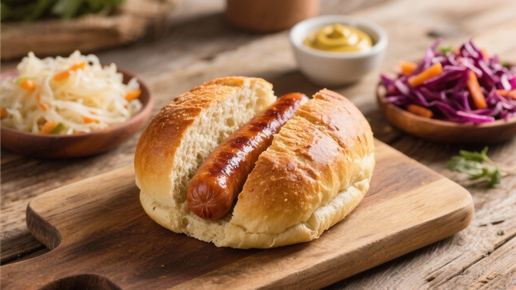 warm bread rolls enhance bratwurst
