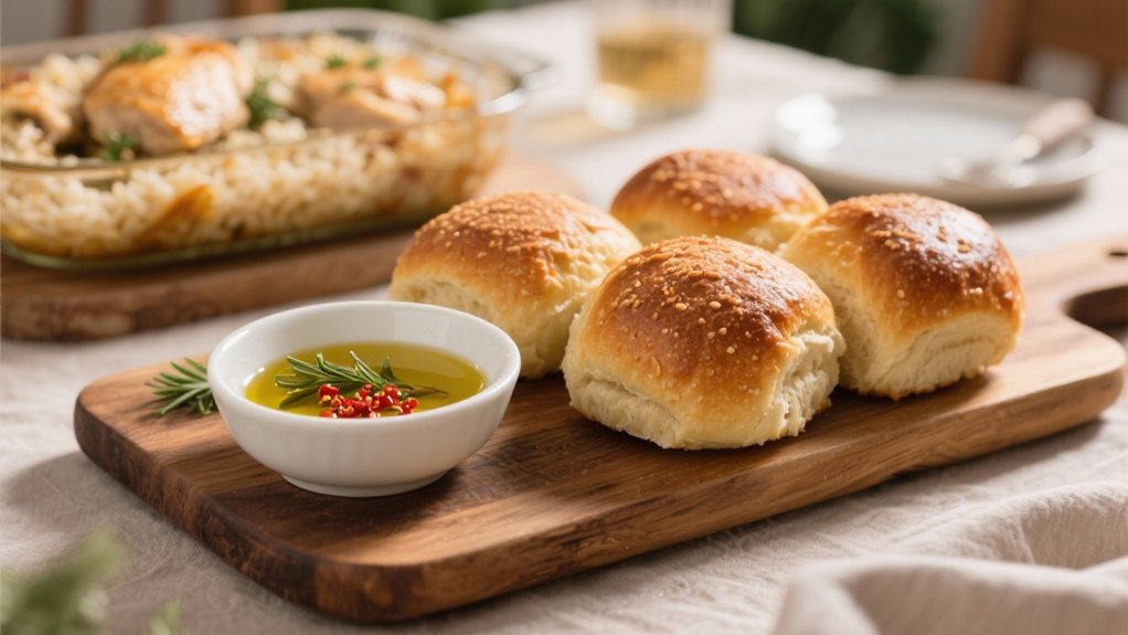 warm bread with olive oil
