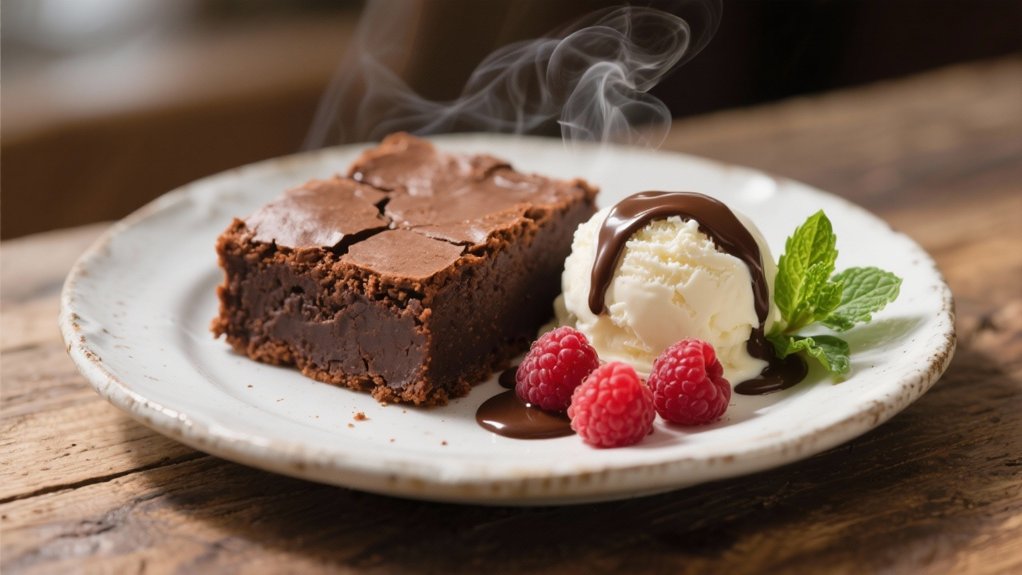 warm brownies with ice cream