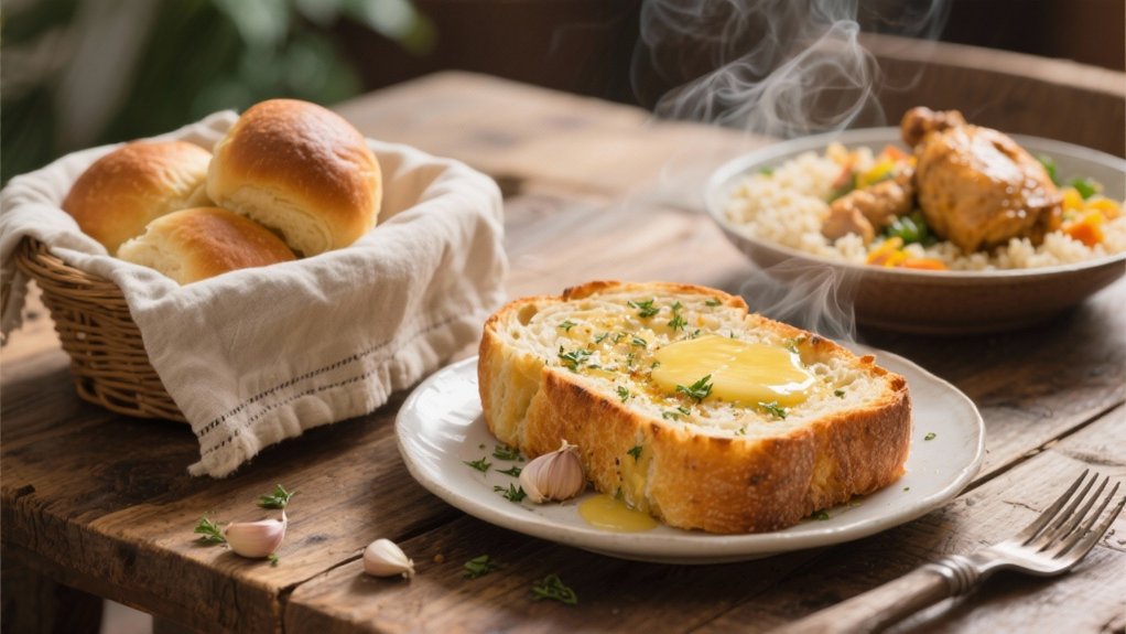 warm buttery bread complement