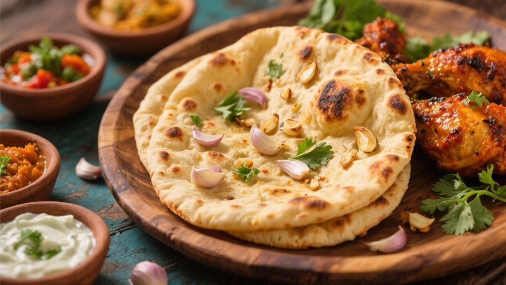 warm buttery garlic naan