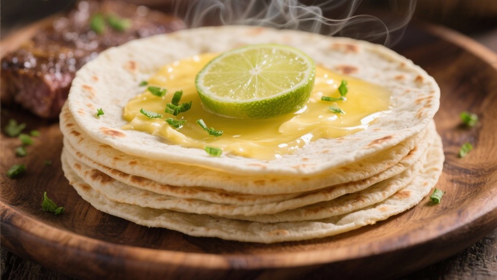warm buttery lime tortillas