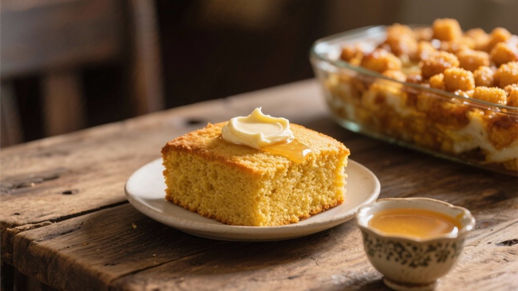 warm cornbread with honey