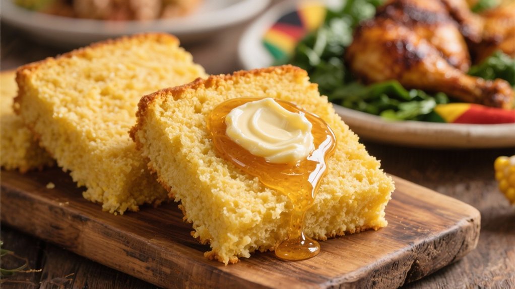 warm cornbread with honey