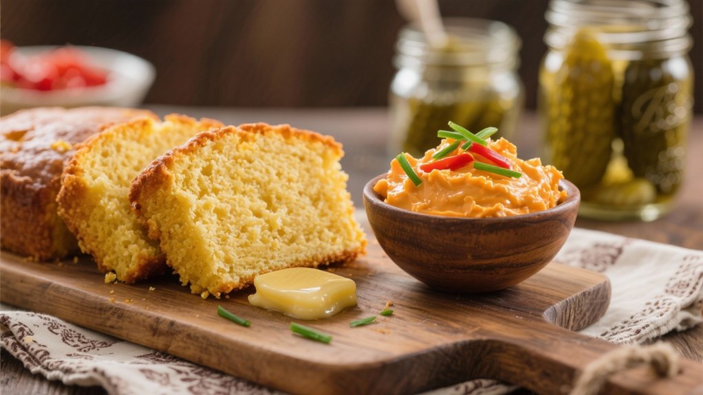 warm cornbread with pimento cheese