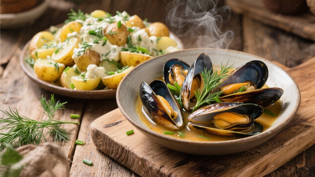 warm creamy dill potato salad