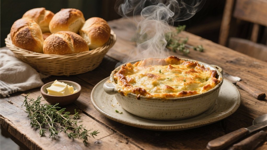 warm crusty bread rolls
