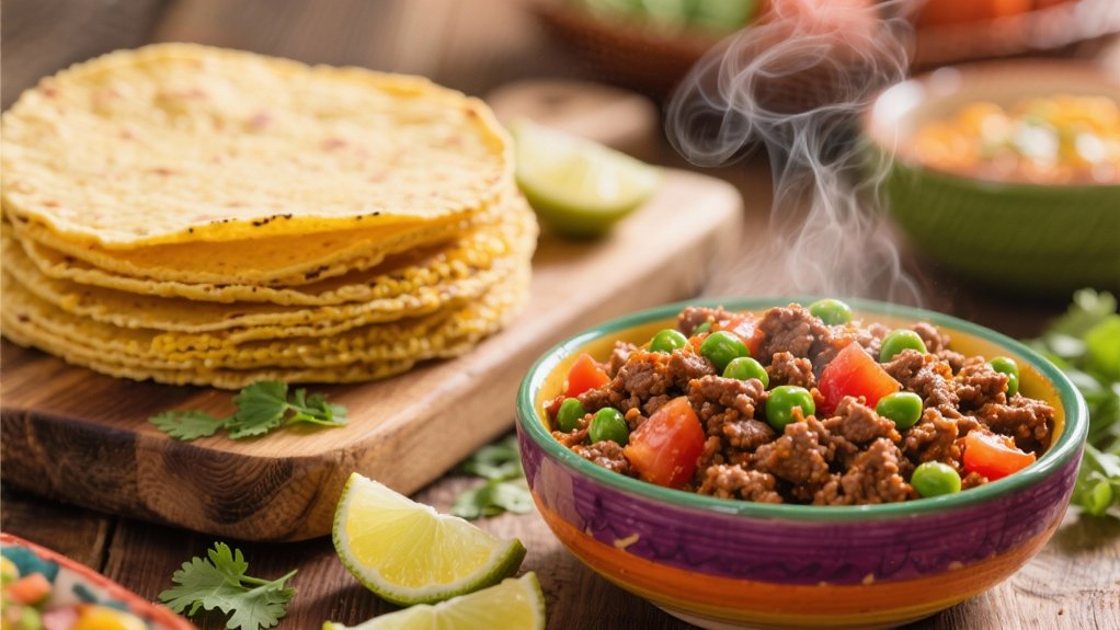 warm homemade corn tortillas