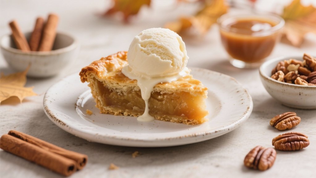 warm pie with ice cream