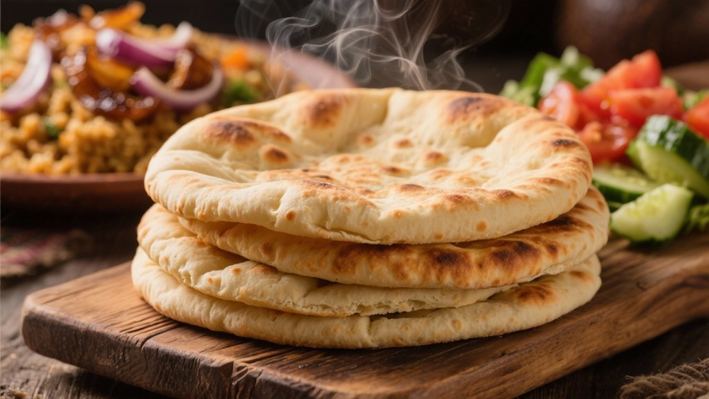 warm pita complements mujadara