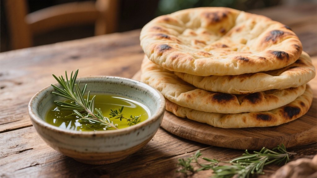 warm pita with herbs
