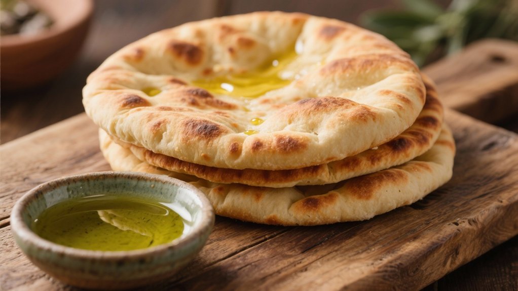 warm pita with olive oil