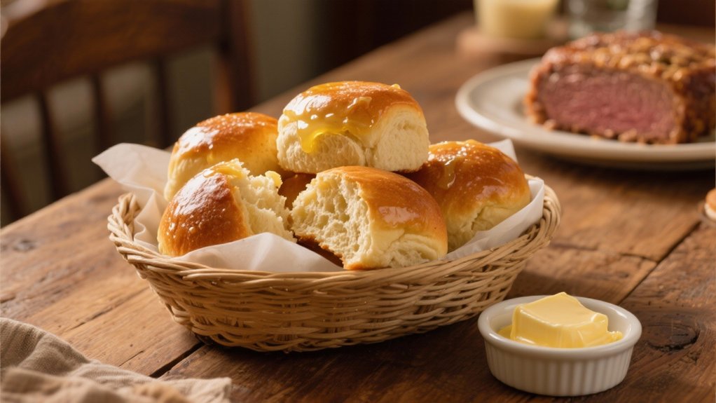 warm rolls creamy butter