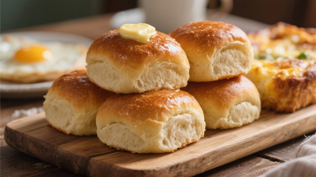 warm rolls with butter