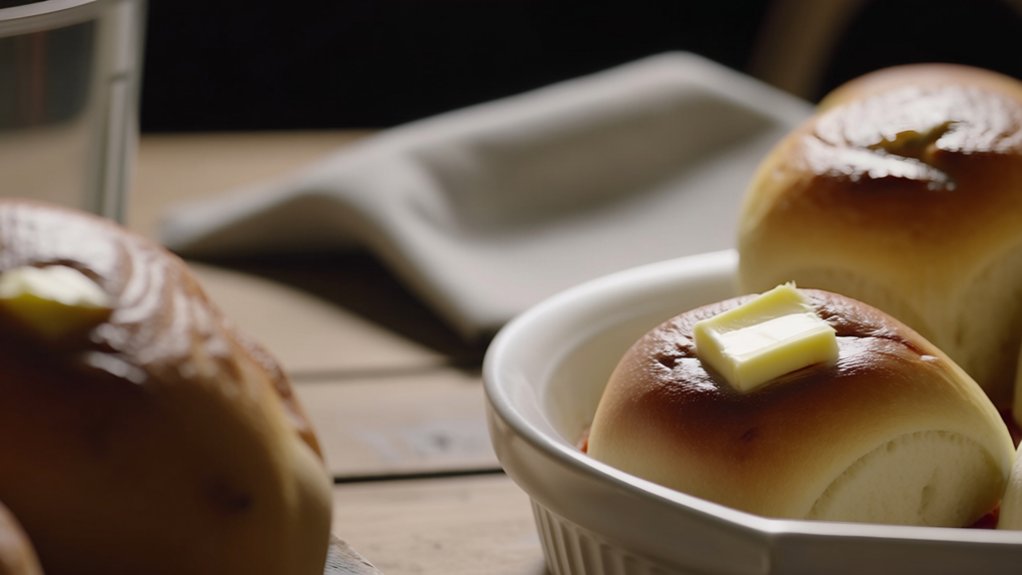 warm rolls with butter