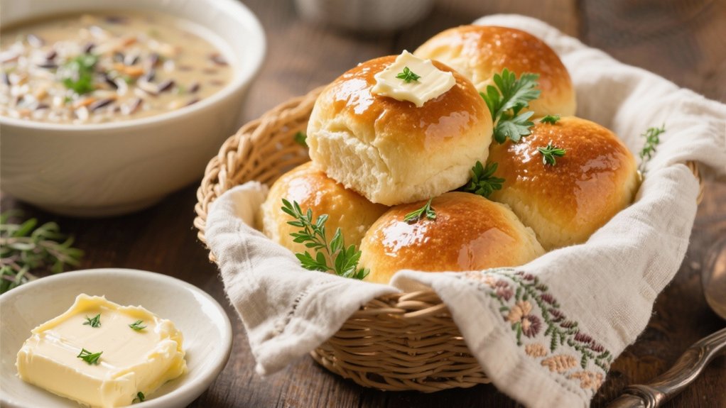 warm rolls with herb butter