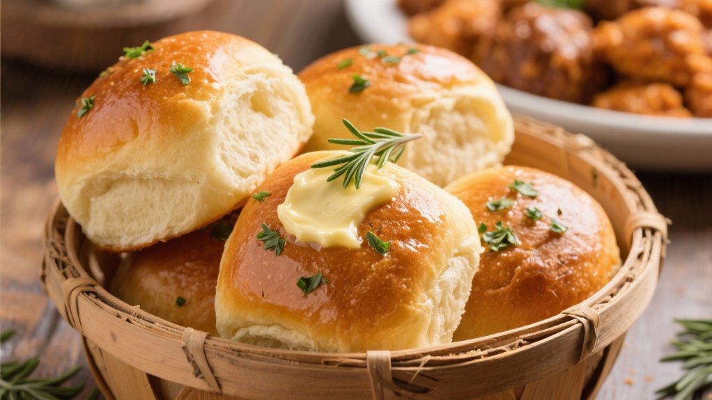warm rolls with herb butter