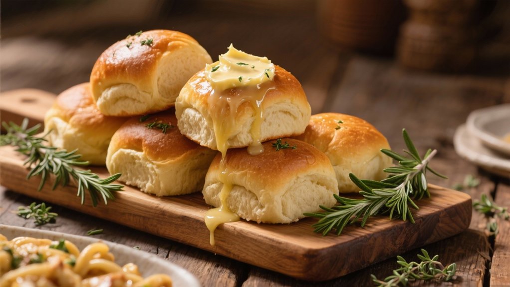 warm rolls with herb butter