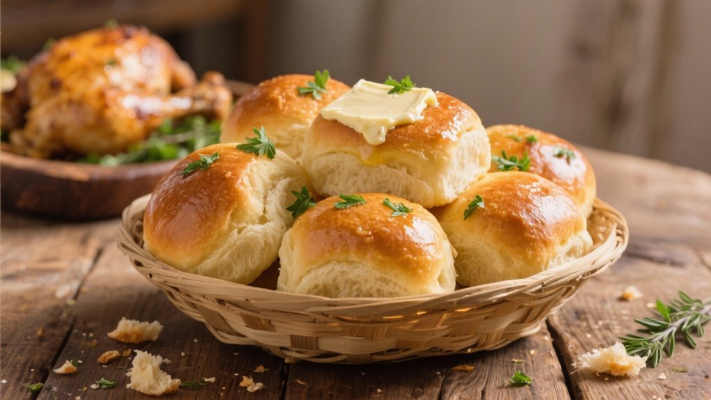warm rolls with herb butter