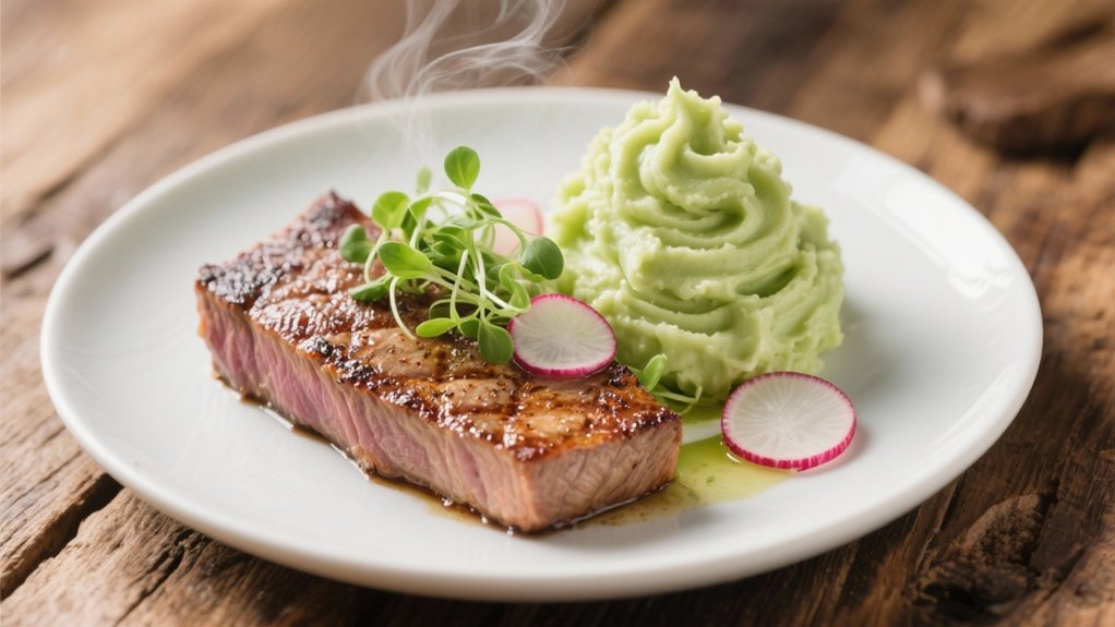 wasabi infused creamy mashed potatoes