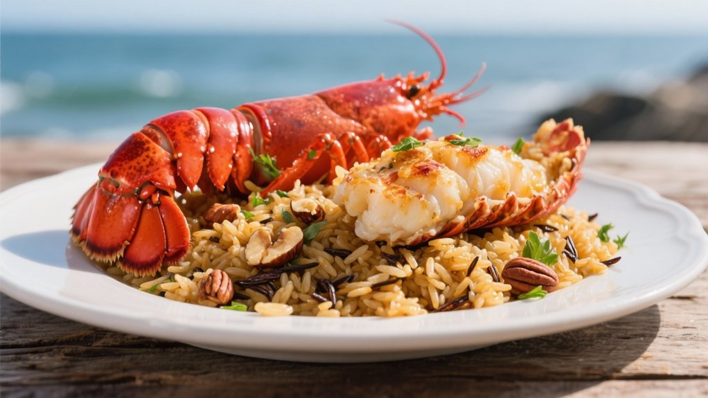 wild rice enhances lobster meal