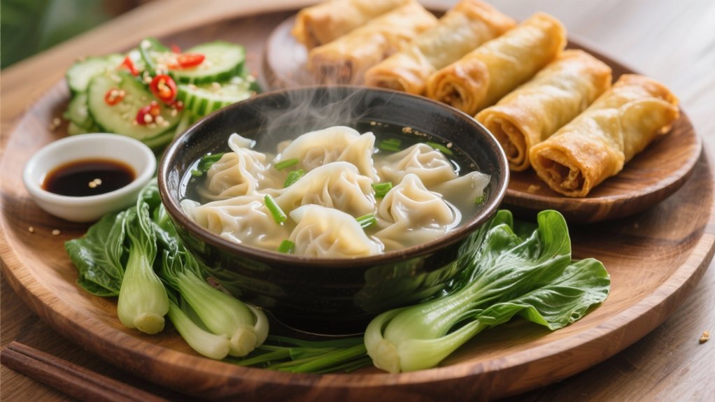 wontons in flavorful broth