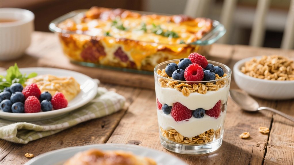 yogurt granola berries layers