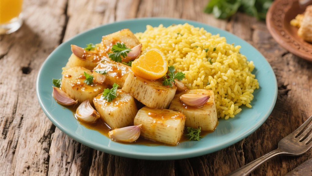 yuca with zesty garlic sauce