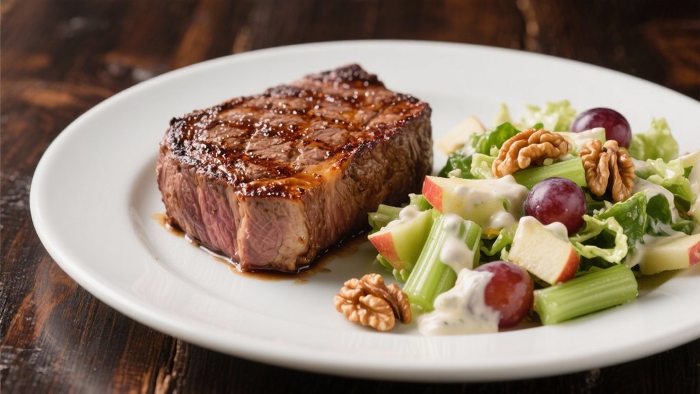 beef tenderloin enhances waldorf salad
