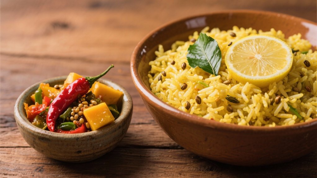 bold pickles enhance lemon rice