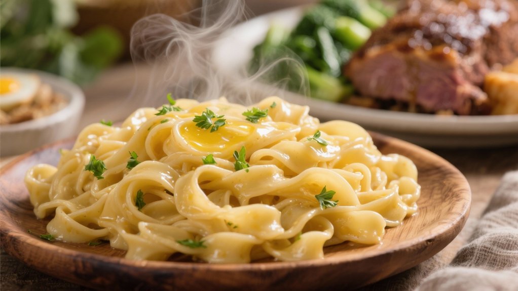 buttery noodles soak gravy