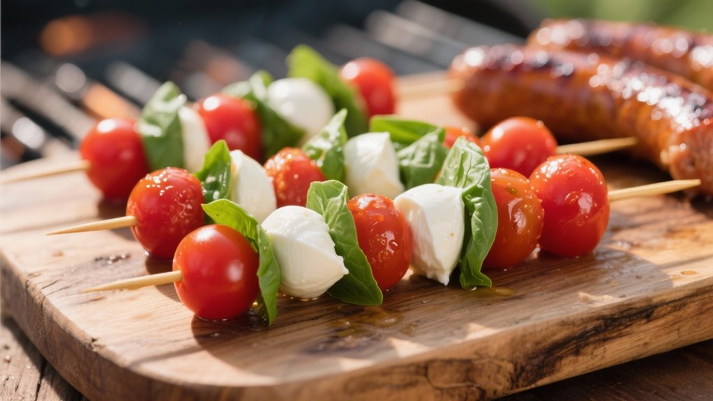 caprese skewers with balsamic glaze