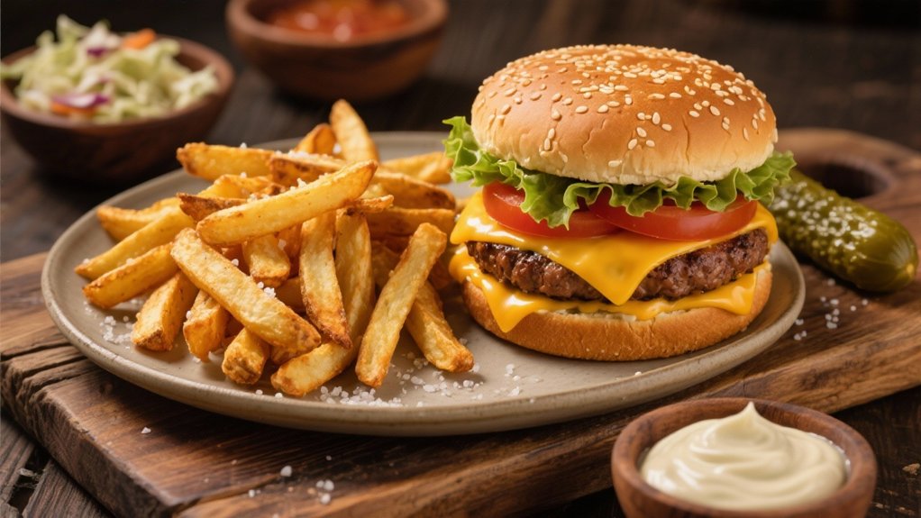 classic cheeseburger and fries