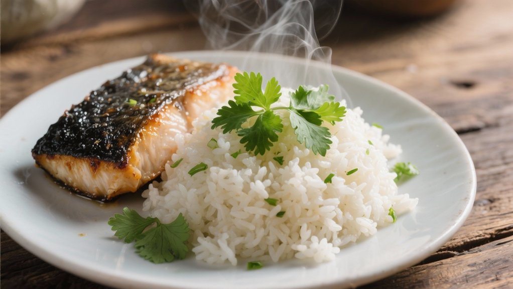 coconut rice complements black cod