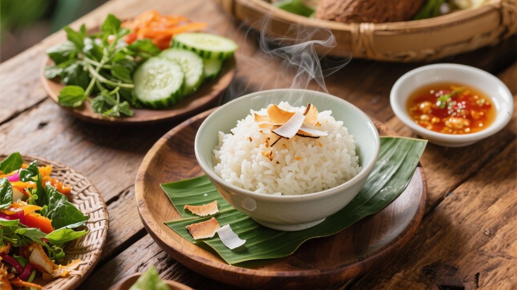 coconut rice enhances larb