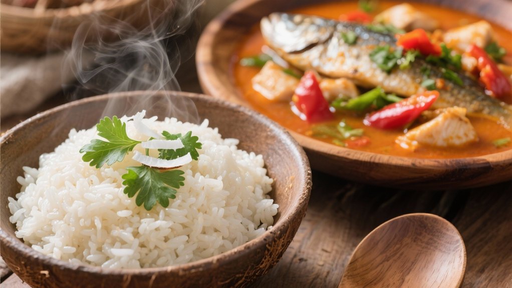 coconut rice enhances seafood