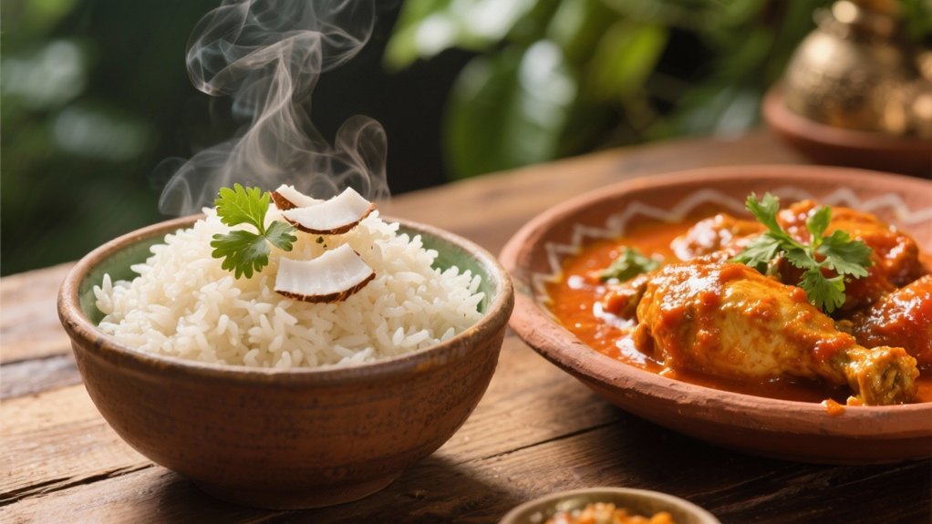 coconut rice with butter chicken