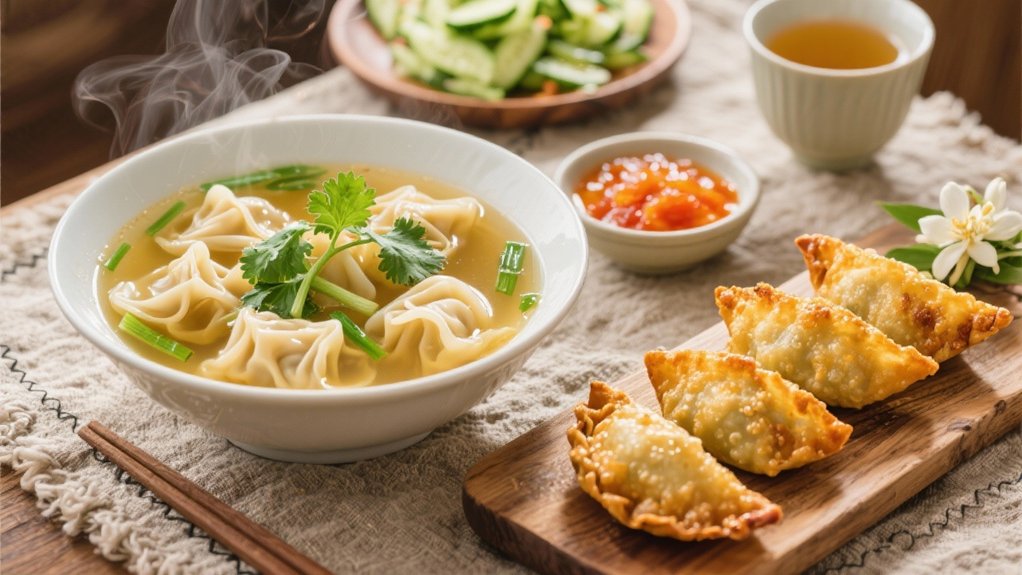 comforting broth with dumplings