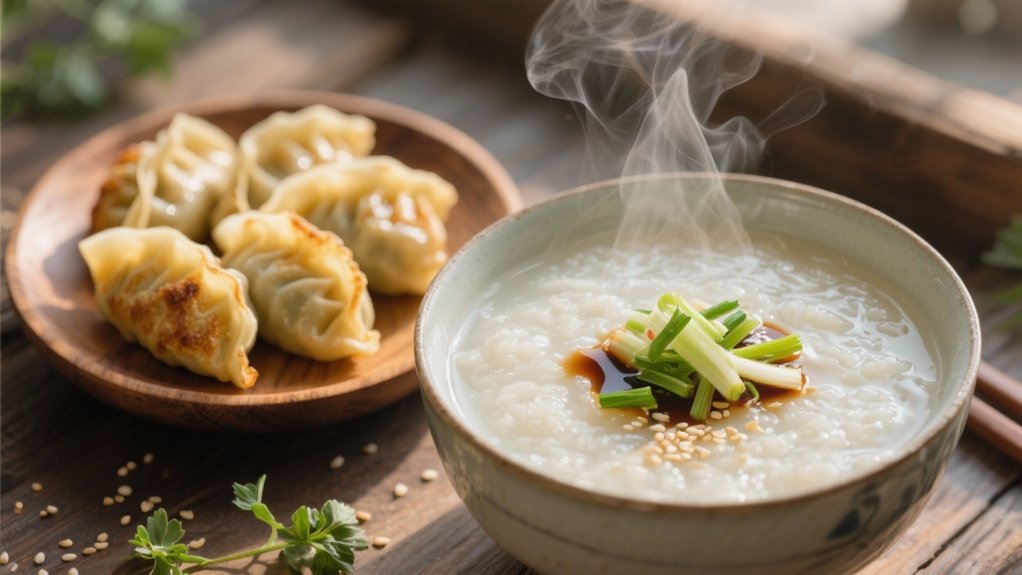 comforting congee dumpling pairing
