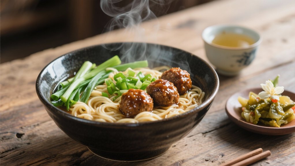 comforting ramen meatball fusion