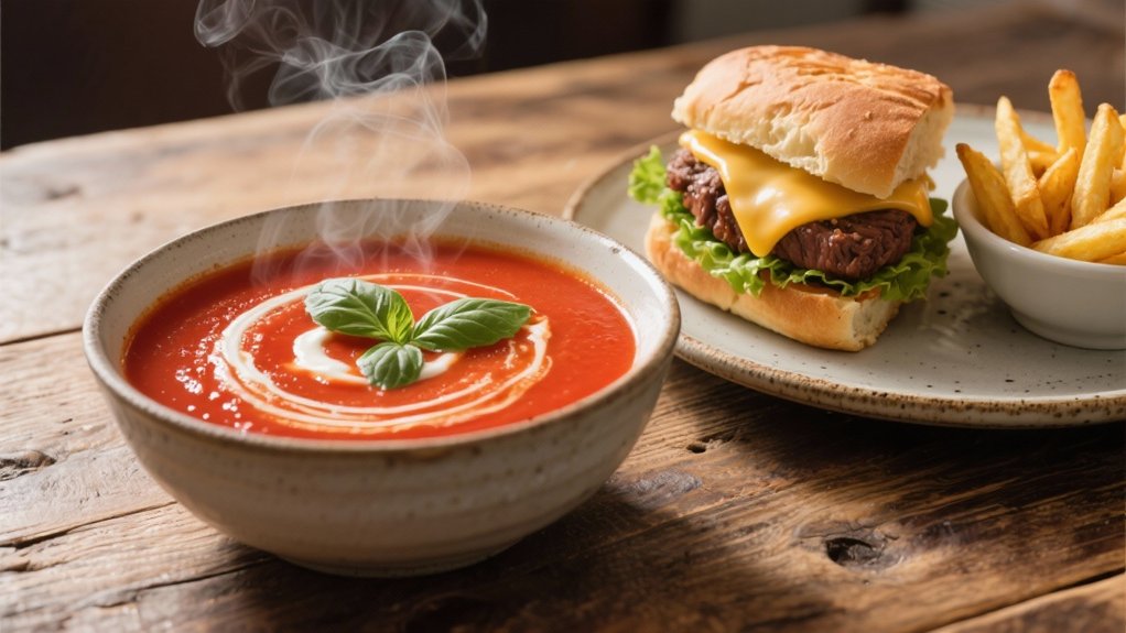 comforting soup and sandwich