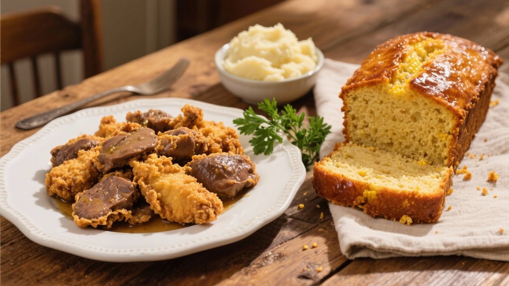 cornbread contrasts savory livers