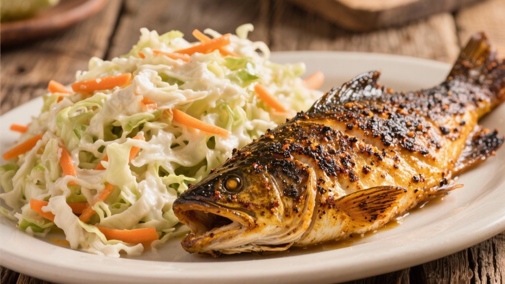creamy coleslaw complements catfish